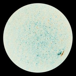 Magnétogramme du Soleil. Droit d'auteur sur les images : Solar Orbiter/PHI Team/ESA & NASA