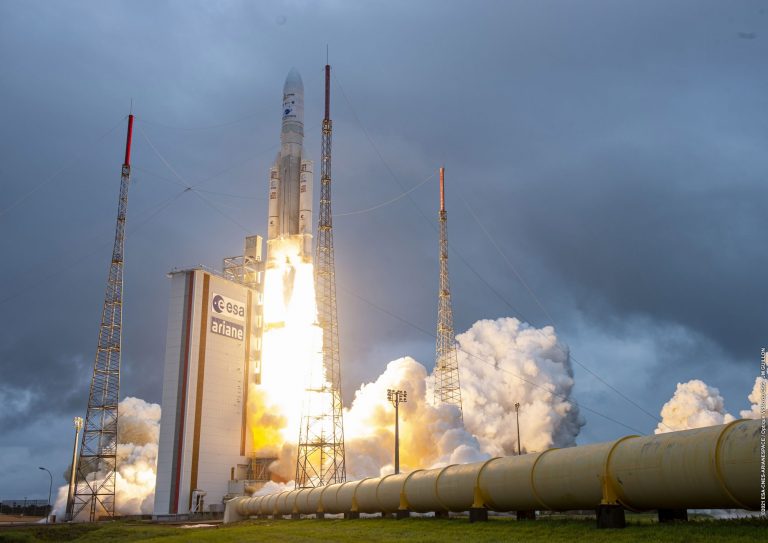 James Webb Space Telescope liftoff on Ariane 5 copyright ESA CNES Arianespace