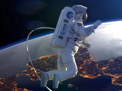 Astronaut in space above the Earth
