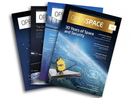 RHEA Group's OpenSpace 30 magazine - thumbnail image of four magazines
