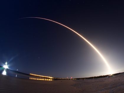rocket launch at night
