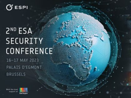 2nd ESA Security Conference event banner featuring a globe and details of the conference